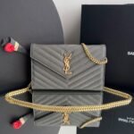 Bolsa YSL Envelope- Cinza/Dourado