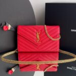 Bolsa YSL Envelope-Vermelho/Dourado