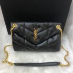 Bolsa Saint Laurent Puffer MM - Preto/Dourado