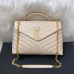 Bolsa Saint Laurent LouLou G - Creme/Dourado