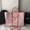 Bolsa Chanel Tote Fibra - Rosa/Branco