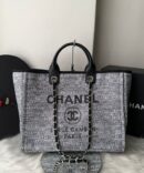 Bolsa Chanel Tote Fibra - Cinza/Preto