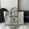 Bolsa Chanel Tote Fibra - Cinza/Rosa