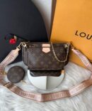 Bolsa LV Multi-Pochette Accessoires - Marrom/Rosa