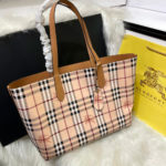 Bolsa Burberry Tote Xadrez Média - Bege/Marrom