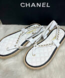 Sandália Rasteira Chanel Lambskin Branco