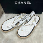 Sandália Rasteira Chanel Lambskin Branco