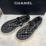 Sandália Rasteira Chanel Lambskin Preto