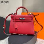 Bolsa Hermes Kelly 28 - Vermelho/Prata