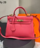 Bolsa Hermes Kelly 28 - Rosa/Dourado