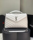 Bolsa Saint Laurent LouLou G - Branco/Prata