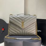 Bolsa Saint Laurent LouLou G - Cinza/Dourado