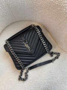 Bolsa Saint Laurent College - Preto/Prata