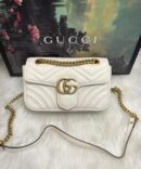 Bolsa Gucci Marmont Matelassê MM - Branco/Dourado