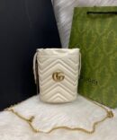 Bolsa GG Bucket Marmont Mini - Branco/Dourado