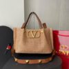 Bolsa Valentino Garavani Vlogo Summer Ráfia Media - Nude/Marrom