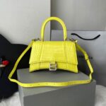 Bolsa Balenciaga Hourglass Efeito Crocodilo Amarelo