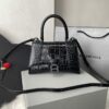 Bolsa Balenciaga Hourglass Efeito Crocodilo Preto