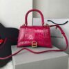 Bolsa Balenciaga Hourglass Efeito Crocodilo Vinho