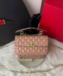 Bolsa Valentino Rockstud Spike - Nude/Dourado