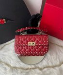 Bolsa Valentino Rockstud Spike - Vermelho/Dourado