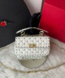 Bolsa Valentino Rockstud Spike - Branco/Dourado