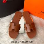 Sandália Hermès Oran Couro - Marrom