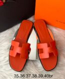 Sandália Hermès Oran Couro  -  Laranja