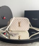 Bolsa Saint Laurent Lou Transversal Pequena - Branco/Dourado