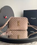 Bolsa Saint Laurent Lou Transversal Pequena - Nude/Dourado