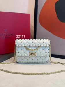 Bolsa Valentino Rockstud Spike - Branco/Dourado