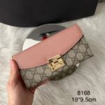 Carteira Gucci Slim Marmont - Bege/Rosa