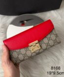 Carteira Gucci Slim Marmont - Bege/Vermelho