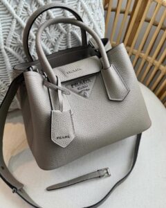 Bolsa Prada Saffiano Double Mini - Cinza