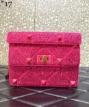 Bolsa Valentino Roman Stud Strass - Rosa/Dourado