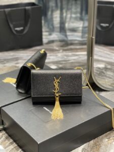 Bolsa YSL Kate com Tassel - Preto/Dourado