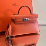Bolsa Hermes Kelly Mini 20 - Laranja/Prata