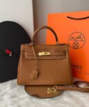 Bolsa Hermes Kelly 28 - Marrom/Dourado