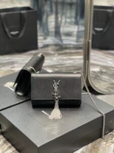 Bolsa YSL Kate com Tassel - Preto/Prata