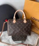 Bolsa LV Speedy Monogram 30 - Marrom/Nude