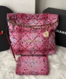 Bolsa Chanel 22 Tweed Rosa