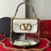 Bolsa Valentino Locò  VLogo em Couro - Branco/Dourado