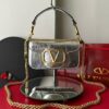 Bolsa Valentino Locò  VLogo em Couro - Prata/Dourado