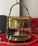 Bolsa Valentino Locò  VLogo em Couro - Dourado