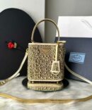 Bolsa Prada Panier Cristais - Dourado