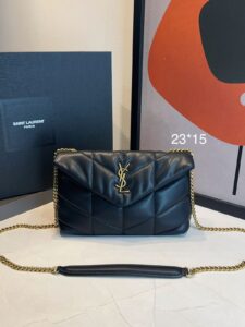Bolsa Saint Laurent Puffer Mini-Preto/Dourado