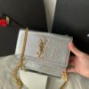 Bolsa YSL Kate Couro Metalizado- Prata/Dourado