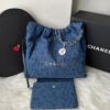 Bolsa Chanel 22 Shiny Jeans - Azul escuro