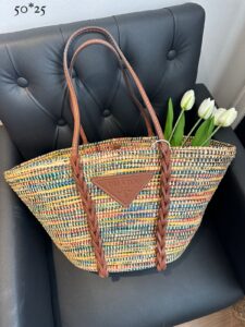 Bolsa Prada Tote de Palha - Multicolor