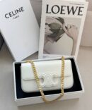 Bolsa Celine Triomphe em Couro - Branco/douradd